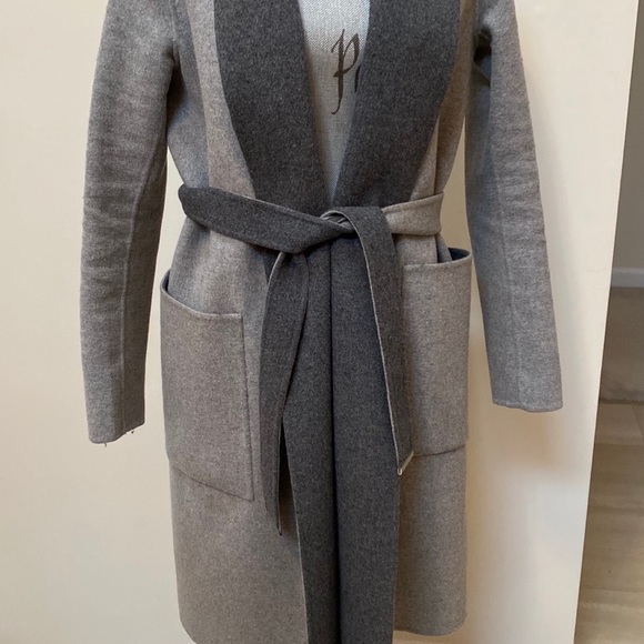 Soia & Kyo Two Tone Grey Shawl Collar Robe Coat - Picture 9 of 16